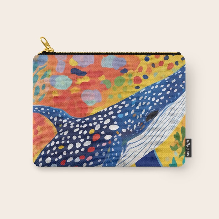 Spotted Whale, Wildlife Ocean Life Fish Illustration, Eclectic Bohemian Painting Free Swim Sea Underwater Carry All Pouch Gallery Image 1