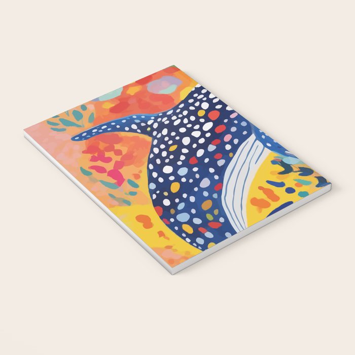 Spotted Whale, Wildlife Ocean Life Fish Illustration, Eclectic Bohemian Painting Free Swim Sea Underwater Notebook Gallery Image 3
