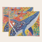 Spotted Whale, Wildlife Ocean Life Fish Illustration, Eclectic Bohemian Painting Free Swim Sea Underwater Placemat Gallery Image 1