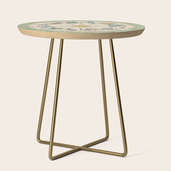 Vintage Astrology Zodiac Wheel Green Side Table Gallery Image 1
