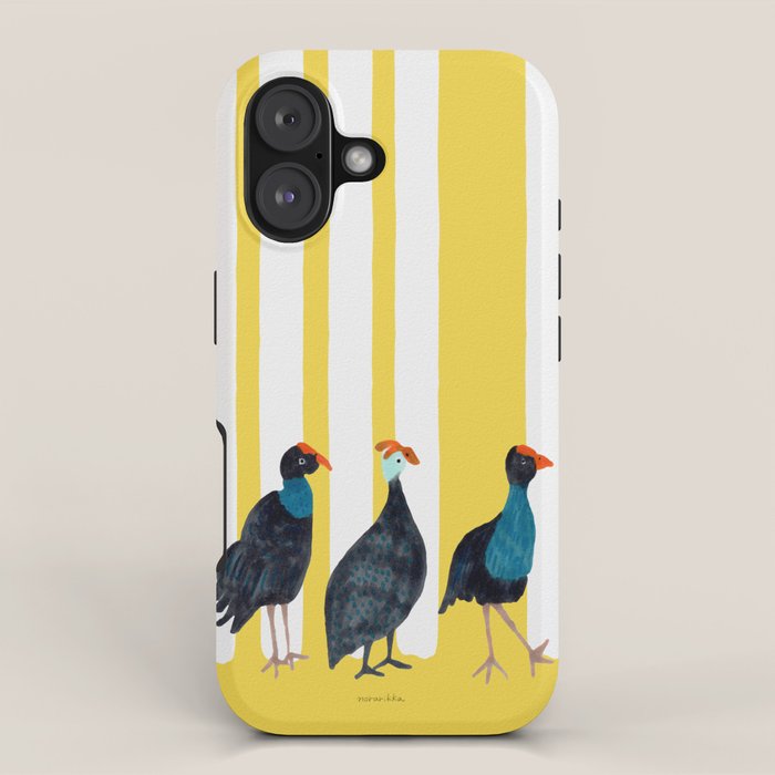 Three Birds Walking - Blue and Yellow iPhone Case Gallery Image 1