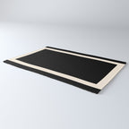 Simple Elegant Minimalist Frame Pattern III in Solid Black and Almond Cream Rug Gallery Image 3