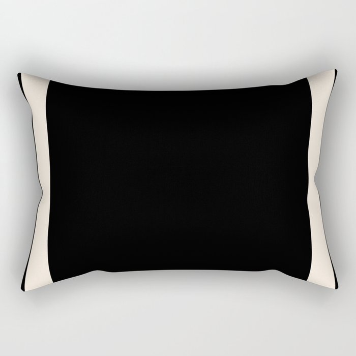 Simple Elegant Minimalist Frame Pattern III in Solid Black and Almond Cream Rectangular Pillow Gallery Image 1