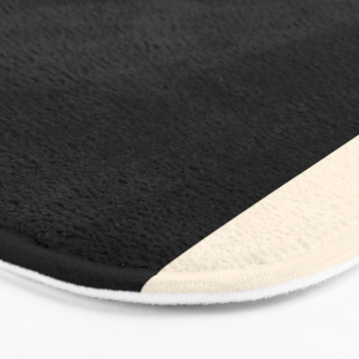 Simple Elegant Minimalist Frame Pattern III in Solid Black and Almond Cream Bath Mat Gallery Image 3