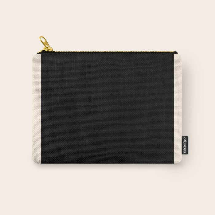 Simple Elegant Minimalist Frame Pattern III in Solid Black and Almond Cream Carry All Pouch Gallery Image 1