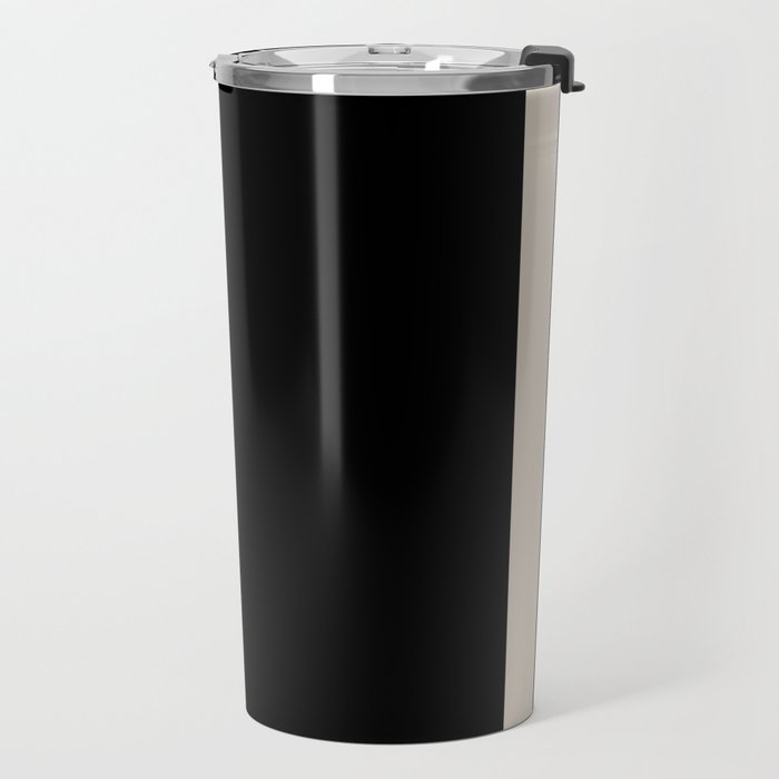 Simple Elegant Minimalist Frame Pattern III in Solid Black and Almond Cream Travel Mug Gallery Image 2