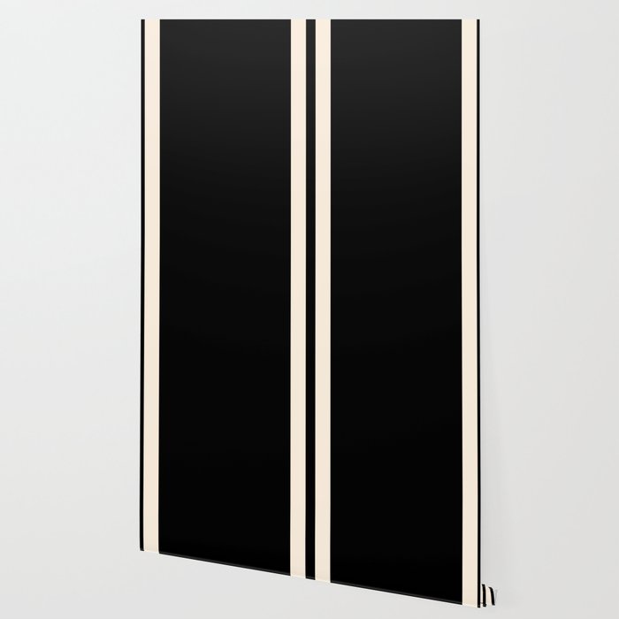 Simple Elegant Minimalist Frame Pattern III in Solid Black and Almond Cream Wallpaper Gallery Image 2
