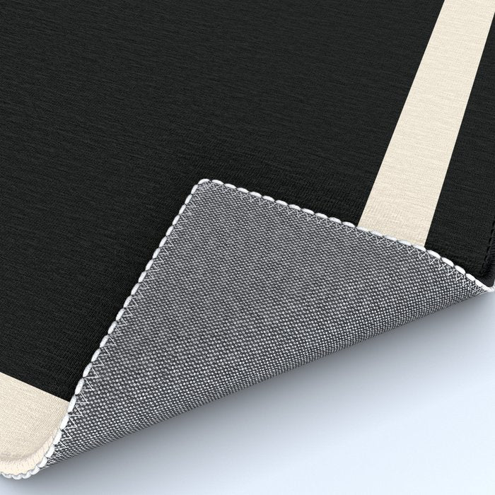Simple Elegant Minimalist Frame Pattern III in Solid Black and Almond Cream Rug Gallery Image 4