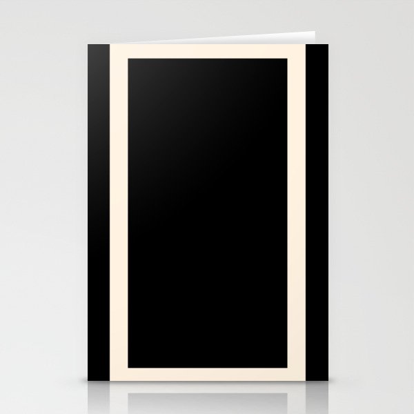 Simple Elegant Minimalist Frame Pattern III in Solid Black and Almond Cream Stationery Card Gallery Image 1