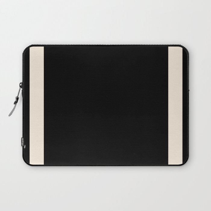 Simple Elegant Minimalist Frame Pattern III in Solid Black and Almond Cream Laptop Sleeve Gallery Image 1