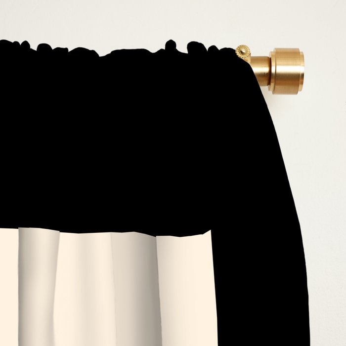 Simple Elegant Minimalist Frame Pattern III in Solid Black and Almond Cream Window Curtain Gallery Image 2