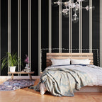 Simple Elegant Minimalist Frame Pattern III in Solid Black and Almond Cream Wallpaper Gallery Image 3