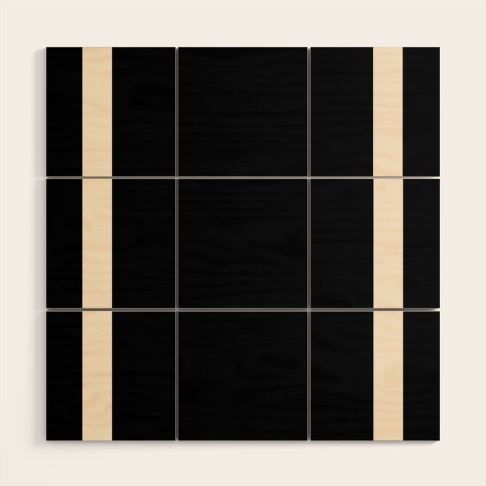 Simple Elegant Minimalist Frame Pattern III in Solid Black and Almond Cream Wood Wall Art Gallery Image 1