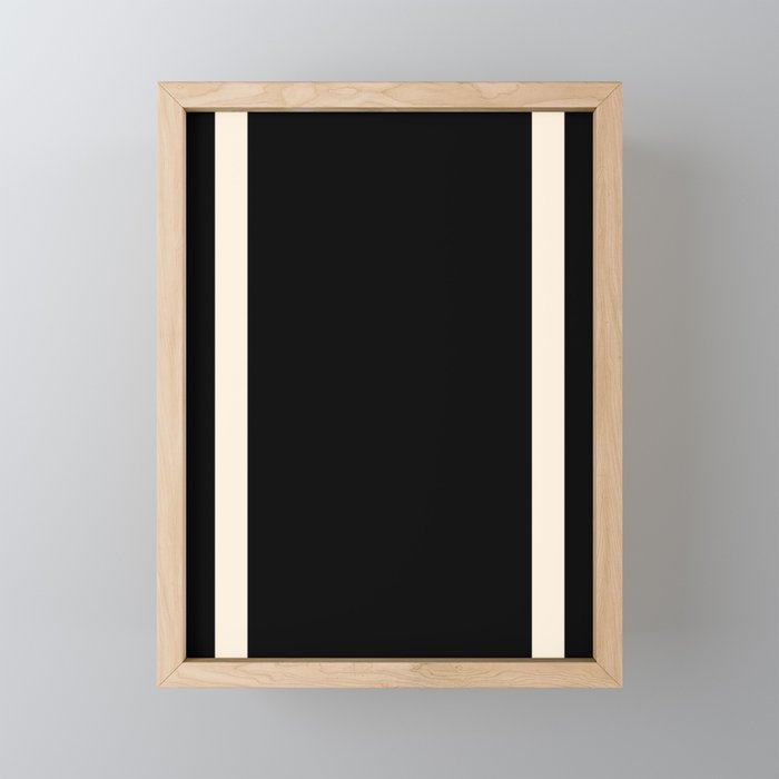 Simple Elegant Minimalist Frame Pattern III in Solid Black and Almond Cream Mini Art Print Gallery Image 1