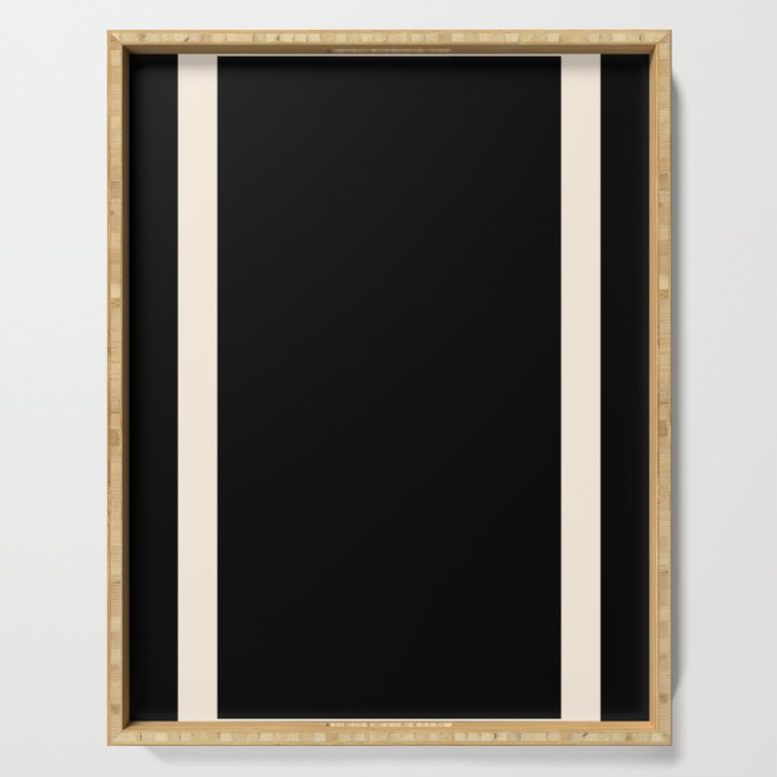 Simple Elegant Minimalist Frame Pattern III in Solid Black and Almond Cream Serving Tray Gallery Image 1
