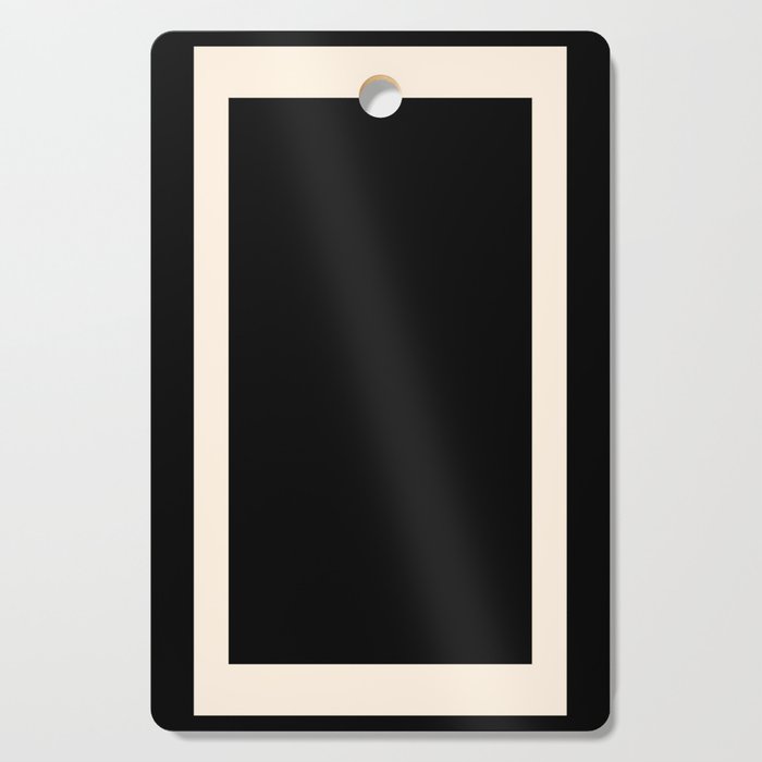 Simple Elegant Minimalist Frame Pattern III in Solid Black and Almond Cream Cutting Board Gallery Image 1