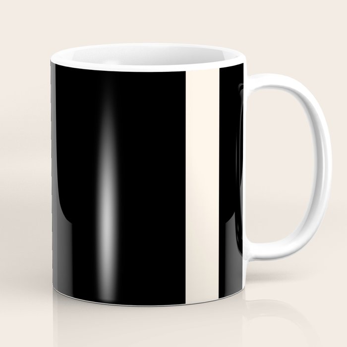 Simple Elegant Minimalist Frame Pattern III in Solid Black and Almond Cream Coffee Mug Gallery Image 1