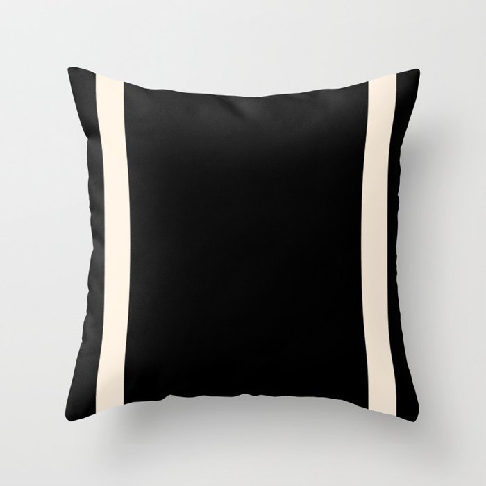 Simple Elegant Minimalist Frame Pattern III in Solid Black and Almond Cream Throw Pillow Gallery Image 6