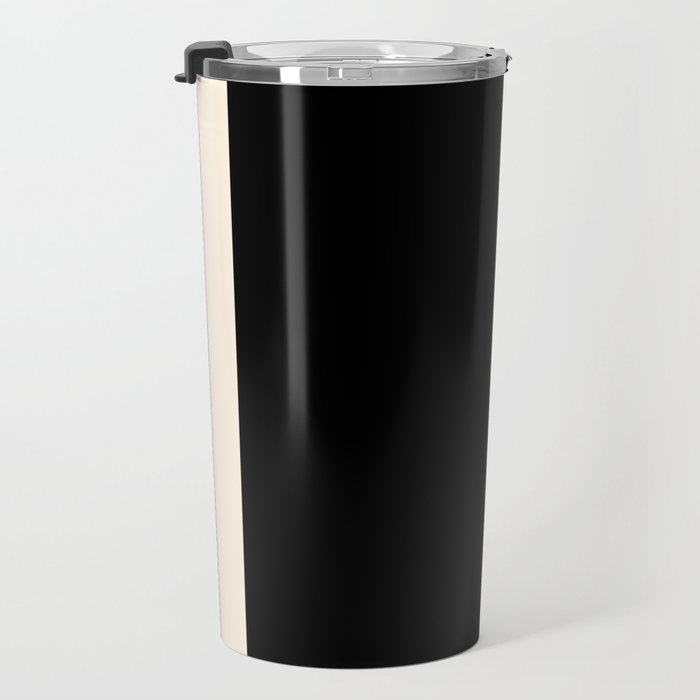 Simple Elegant Minimalist Frame Pattern III in Solid Black and Almond Cream Travel Mug Gallery Image 3