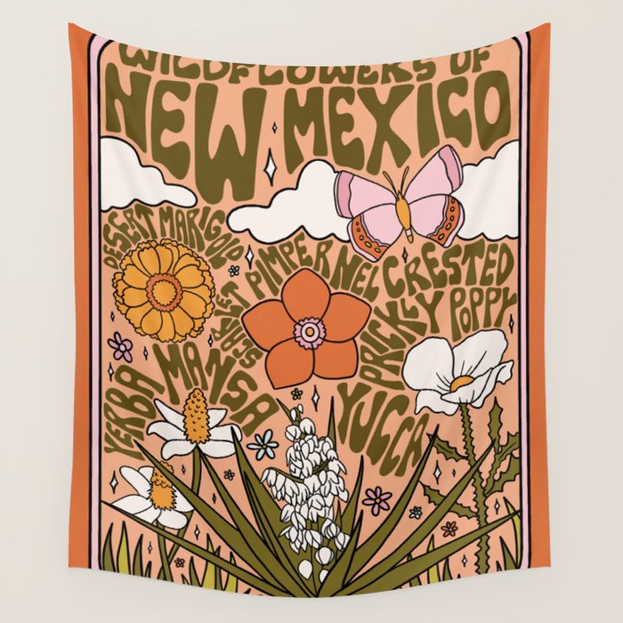 New Mexico Wildflower Wall Tapestry Gallery Image 1