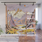 Lavender Mountains, Romantic Scenic Landscape Nature, Travel Summer Painting, Bohemian Colorful Hills Adventure Sunset Wall Mural Gallery Image 1
