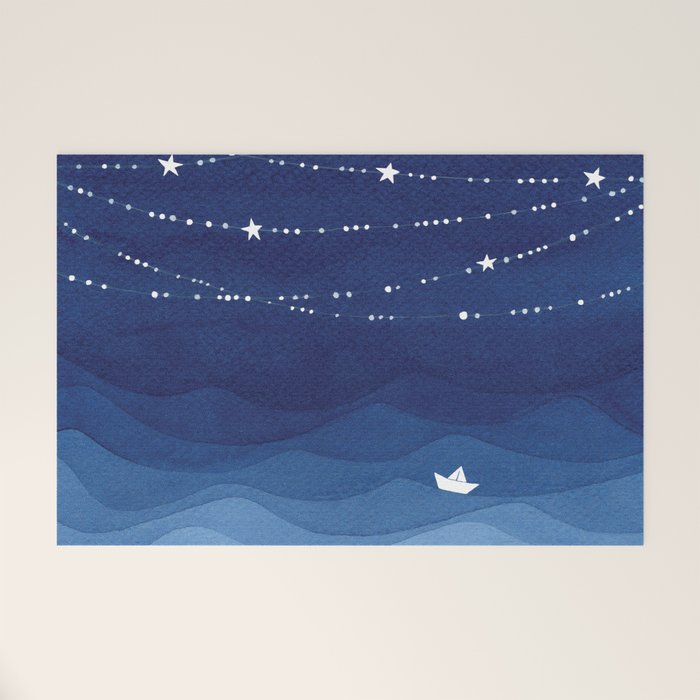 Garland of Stars IV, night sky Welcome Mat Gallery Image 1
