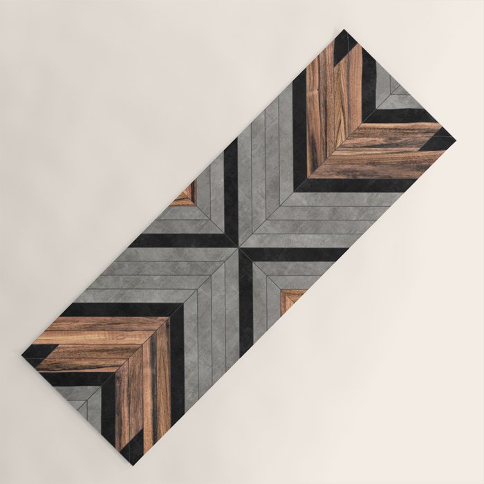 Urban Tribal Pattern No.2 - Concrete and Wood Yoga Mat Gallery Image 1