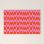 Retro Groovy Waves - Red and Pink Welcome Mat Gallery Image 1