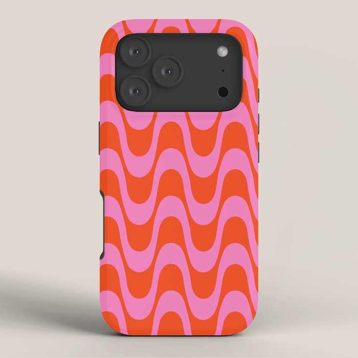 Retro Groovy Waves - Red and Pink iPhone Case Gallery Image 3