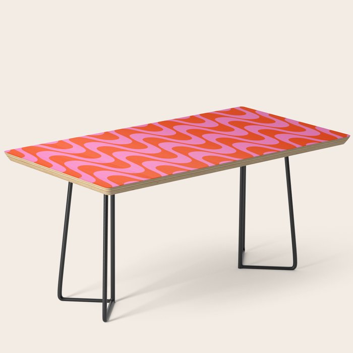 Retro Groovy Waves - Red and Pink Coffee Table Gallery Image 1