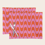 Retro Groovy Waves - Red and Pink Placemat Gallery Image 1