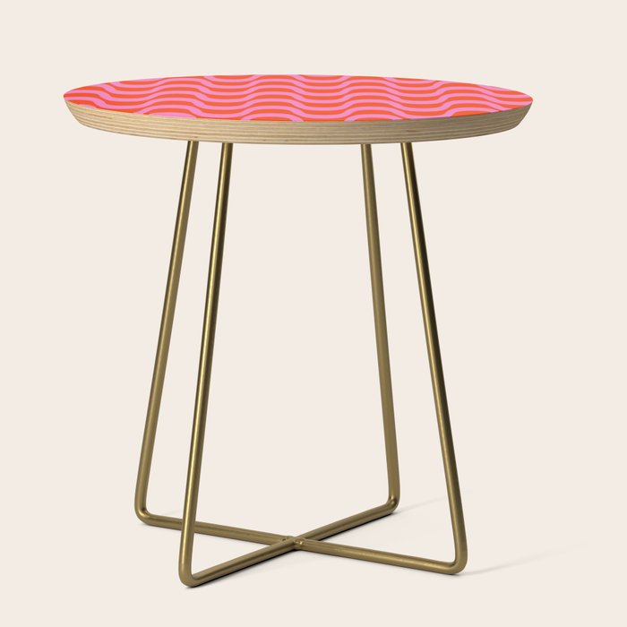 Retro Groovy Waves - Red and Pink Side Table Gallery Image 1
