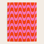 Retro Groovy Waves - Red and Pink Poster Gallery Image 4
