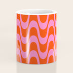 Retro Groovy Waves - Red and Pink Coffee Mug Gallery Image 4