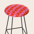 Retro Groovy Waves - Red and Pink Stool Gallery Image 2
