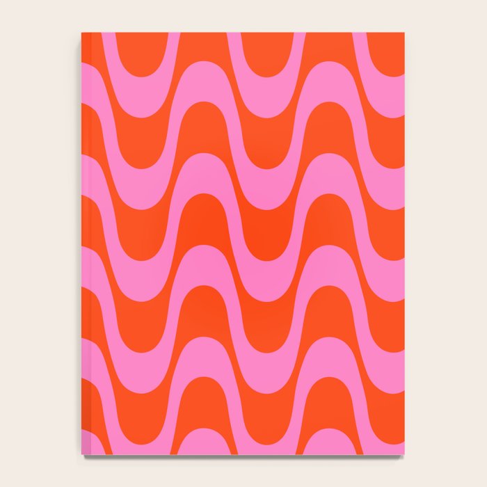 Retro Groovy Waves - Red and Pink Notebook Gallery Image 4
