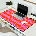 Retro Groovy Waves - Red and Pink Desk Mat Gallery Image 2