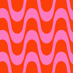 Retro Groovy Waves - Red and Pink Coffee Mug Gallery Image 2