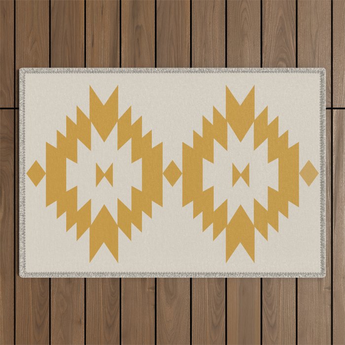 Southwestern Minimalism - Golden Yellow Neutral Beige Outdoor Rug Gallery Image 1