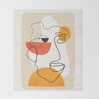 Abstract Face Line Design 03 Throw Blanket Gallery Image 2