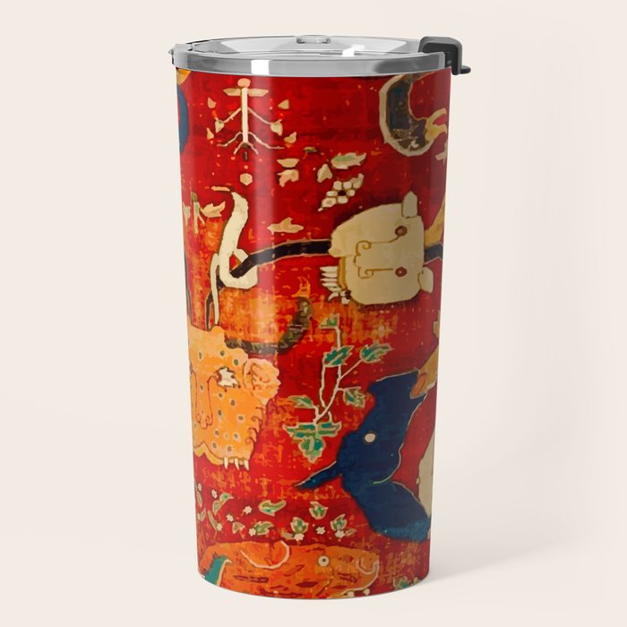 Animal Grotesques Mughal Carpet Fragment 2 Travel Mug Gallery Image 2