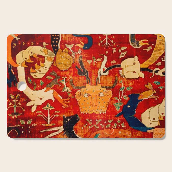 Animal Grotesques Mughal Carpet Fragment 2 Cutting Board Gallery Image 1