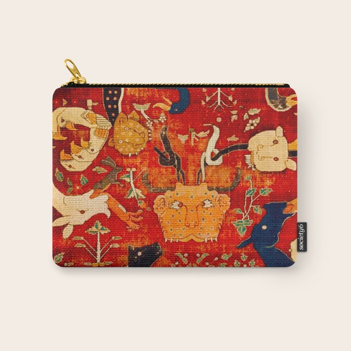 Animal Grotesques Mughal Carpet Fragment 2 Carry All Pouch Gallery Image 1