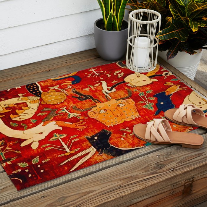 Animal Grotesques Mughal Carpet Fragment 2 Outdoor Rug Gallery Image 2