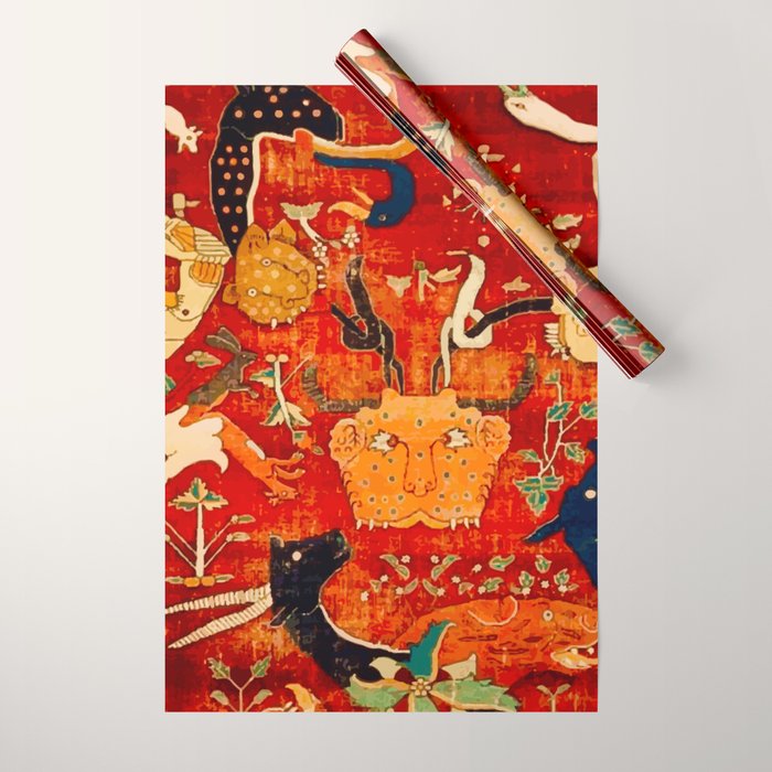 Animal Grotesques Mughal Carpet Fragment 2 Wrapping Paper Gallery Image 1