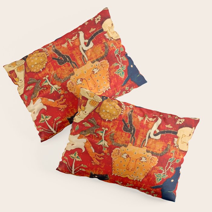 Animal Grotesques Mughal Carpet Fragment 2 Pillow Sham Gallery Image 3