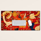 Animal Grotesques Mughal Carpet Fragment 2 Desk Mat Gallery Image 1