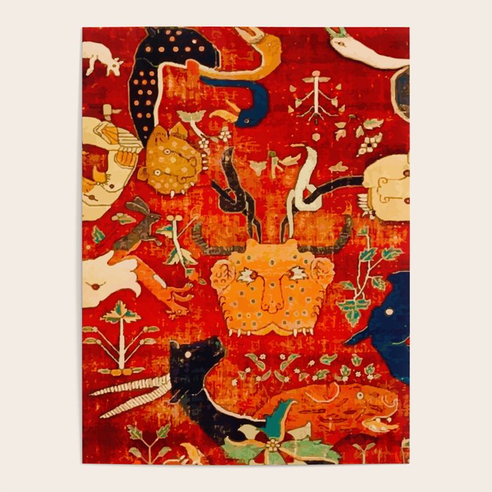 Animal Grotesques Mughal Carpet Fragment 2 Poster Gallery Image 1