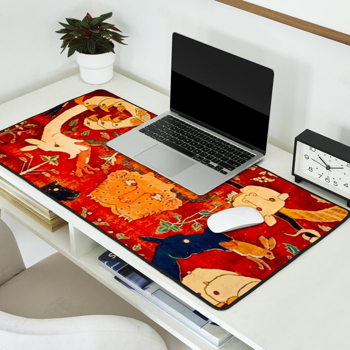 Animal Grotesques Mughal Carpet Fragment 2 Desk Mat Gallery Image 2