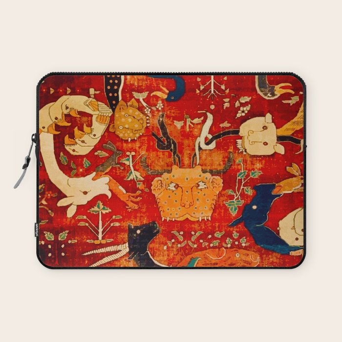 Animal Grotesques Mughal Carpet Fragment 2 Laptop Sleeve Gallery Image 1